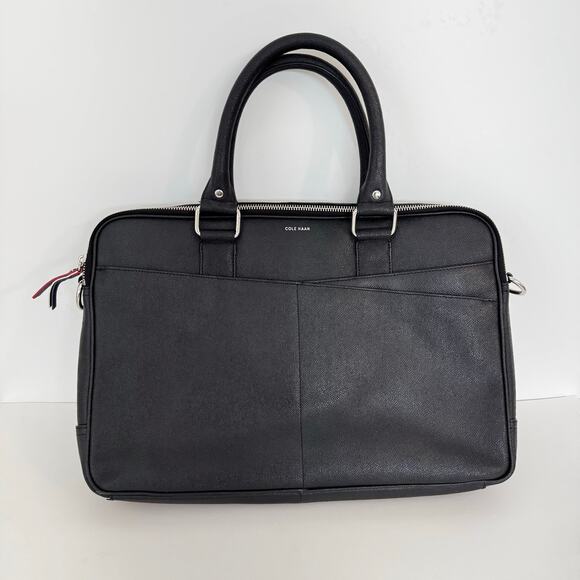 Cole Haan x American Airlines Genuine Leather Laptop Travel Bag Black Tech Safe - Picture 2 of 14